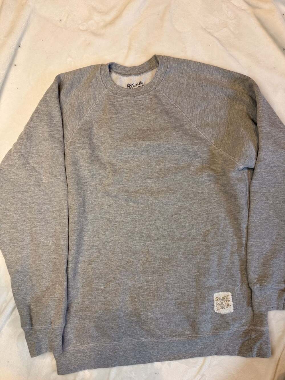 The Original Retro Brand Gray Fleece Pullover Crewneck Sweatshirt Small